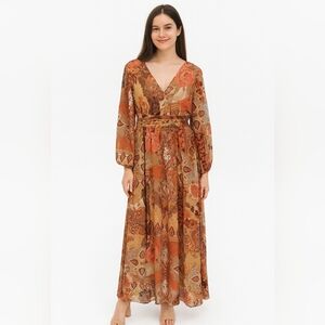 Tulip Creations Floral VNeck Boho Cottagecore Maxi‎ Dress Size Medium